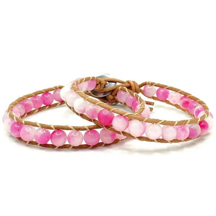Natural Stone Bead Bracelet With Adjustable Fit