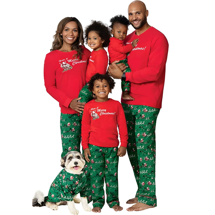 Cozy Christmas Holiday Theme Family Pajama Set