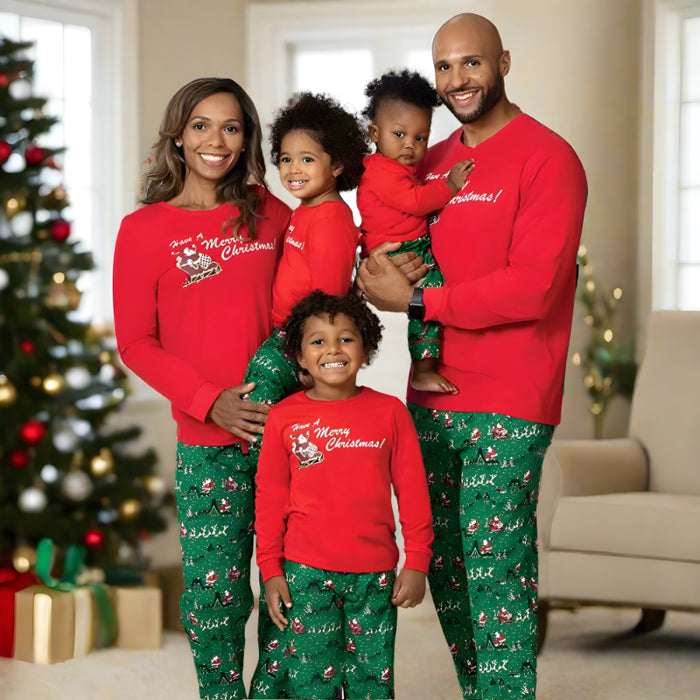 Cozy Christmas Holiday Theme Family Pajama Set