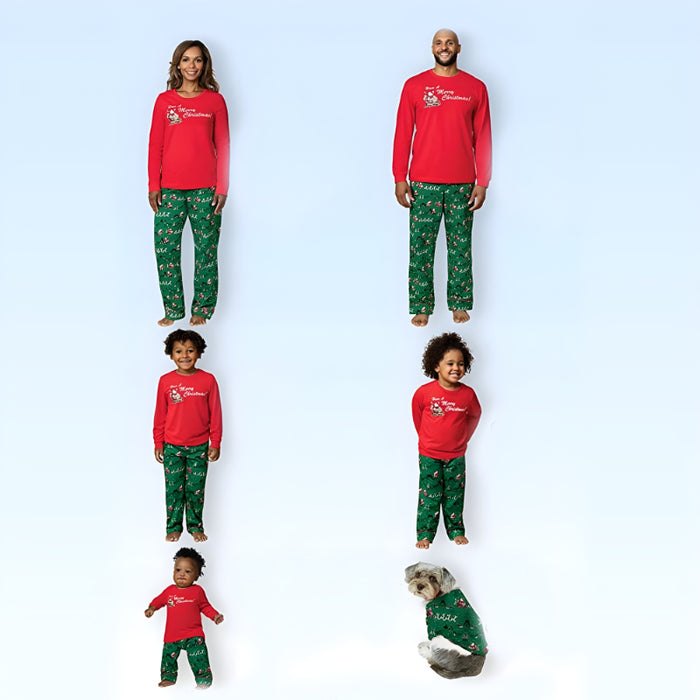 Cozy Christmas Holiday Theme Family Pajama Set