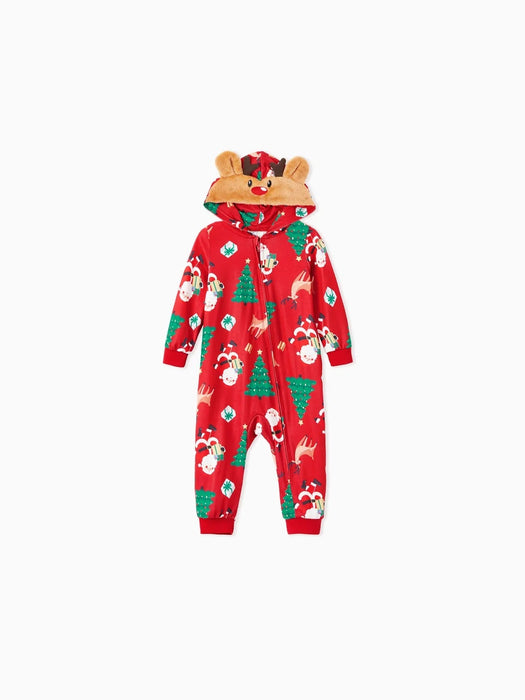 3D Reindeer Hood Family Pajama Sets