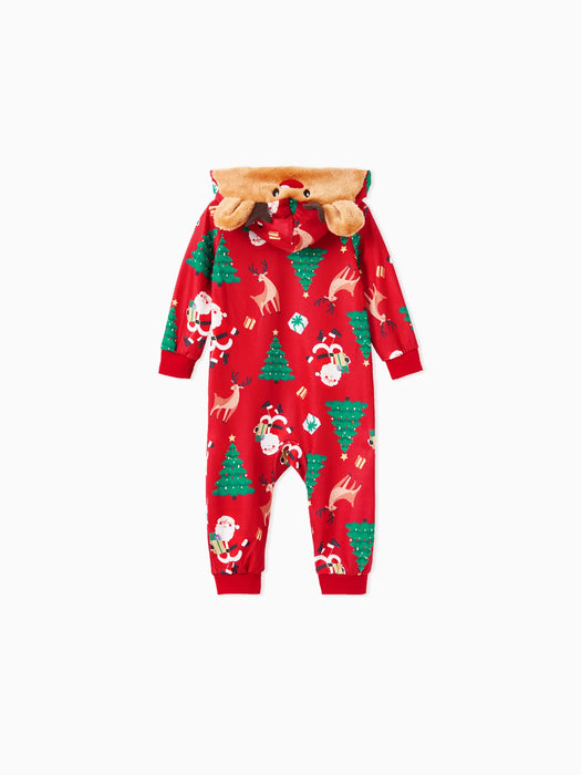 3D Reindeer Hood Family Pajama Sets