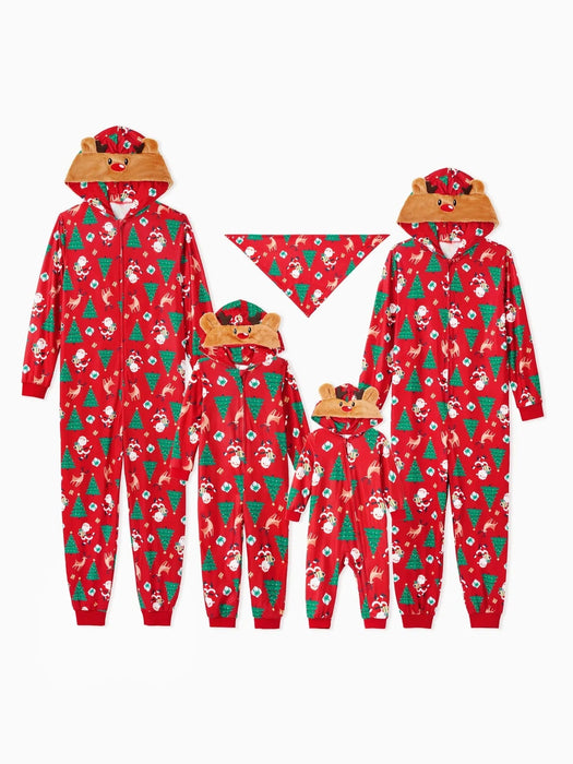 3D Reindeer Hood Family Pajama Sets