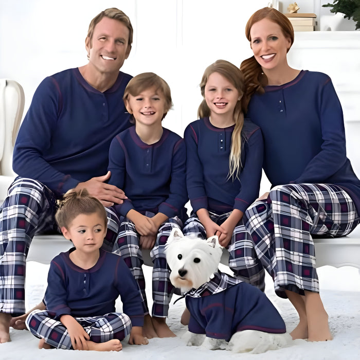 The Christmas Snowfall Plaid Pattern Family Pajama Sets