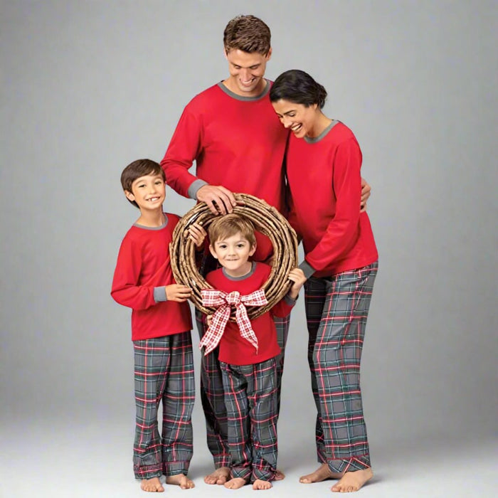 Family Matching Long Sleeve Plaid Pajama Set