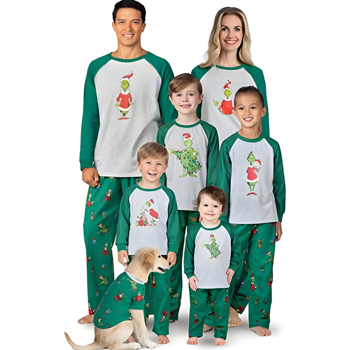 Whimsical Grinch Themed Family Pajama Set