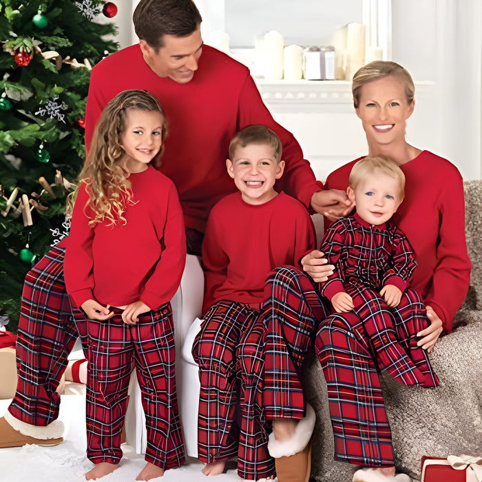 Festive Christmas Thermal Plaid Family Pajama Set