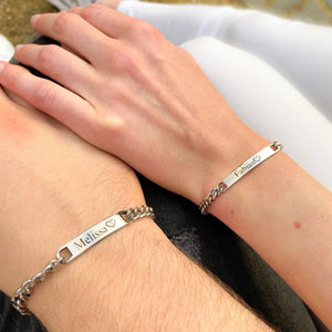 Custom Partner Bracelets With Engraving Text