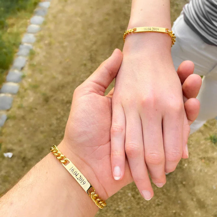 Custom Partner Bracelets With Engraving Text