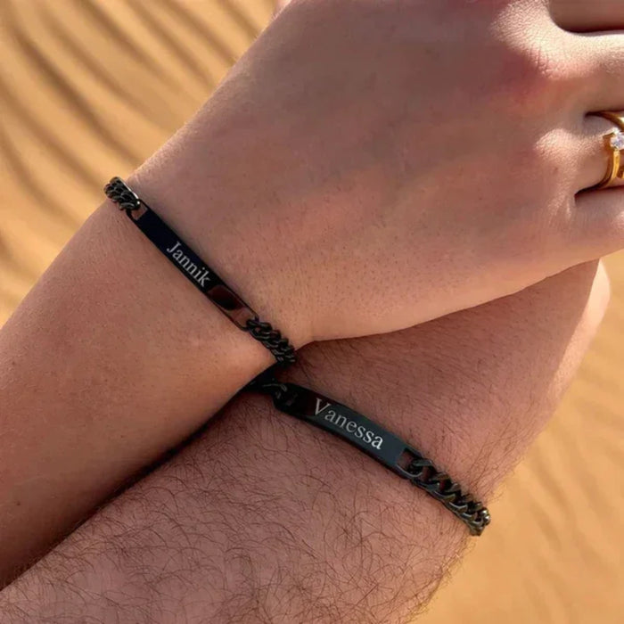 Custom Partner Bracelets With Engraving Text