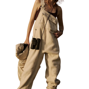 Fleece Overalls With Adjustable Straps And Utility Pockets