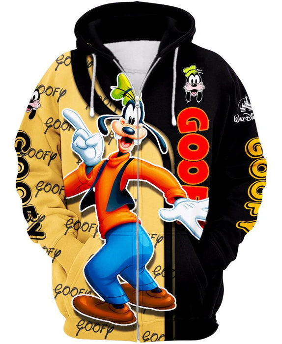 Graphic Zip Up Hoodie Goofy Print