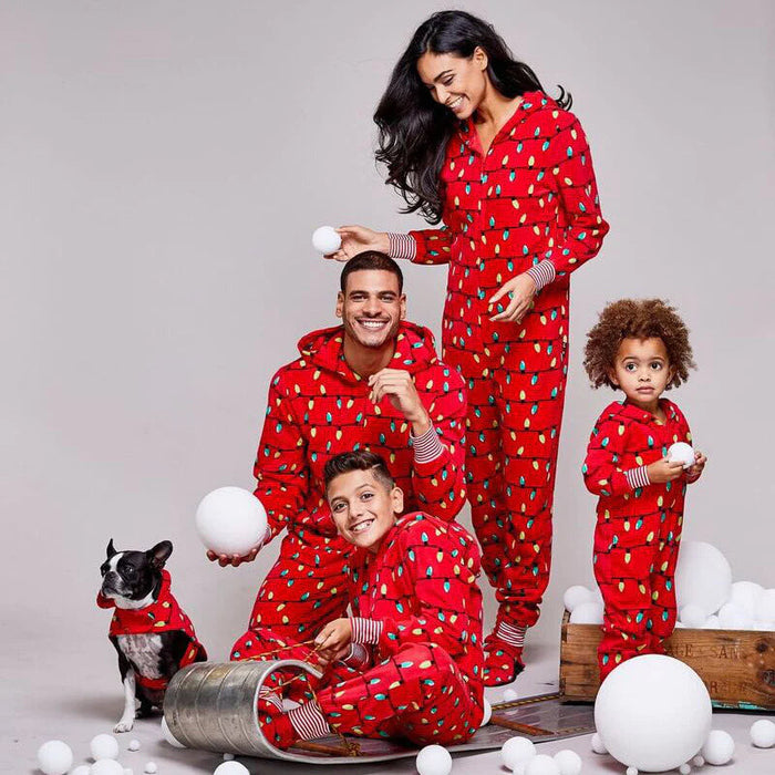 Festive Light Bulb Pattern Matching Jumpsuits