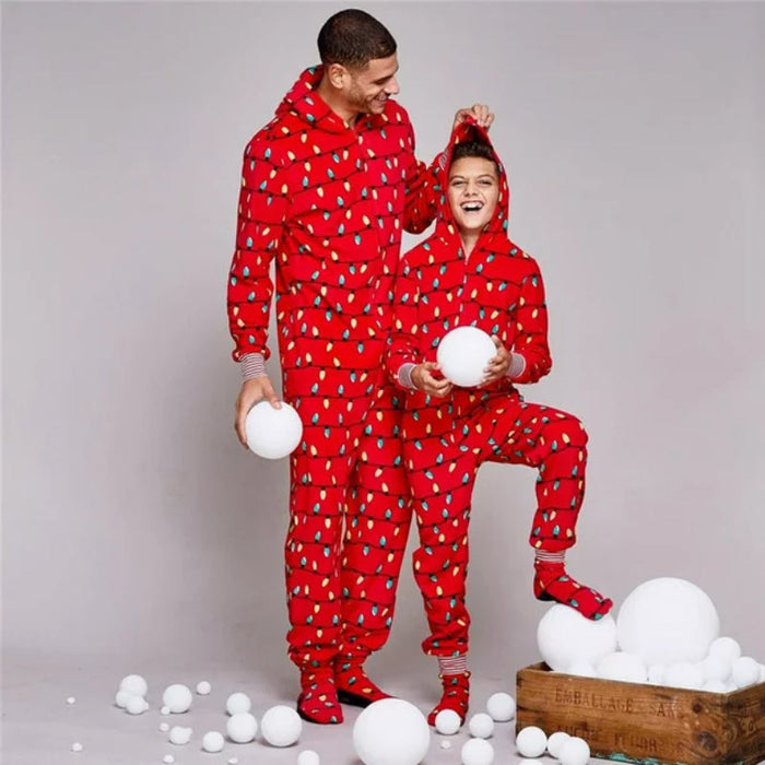 Festive Light Bulb Pattern Matching Jumpsuits