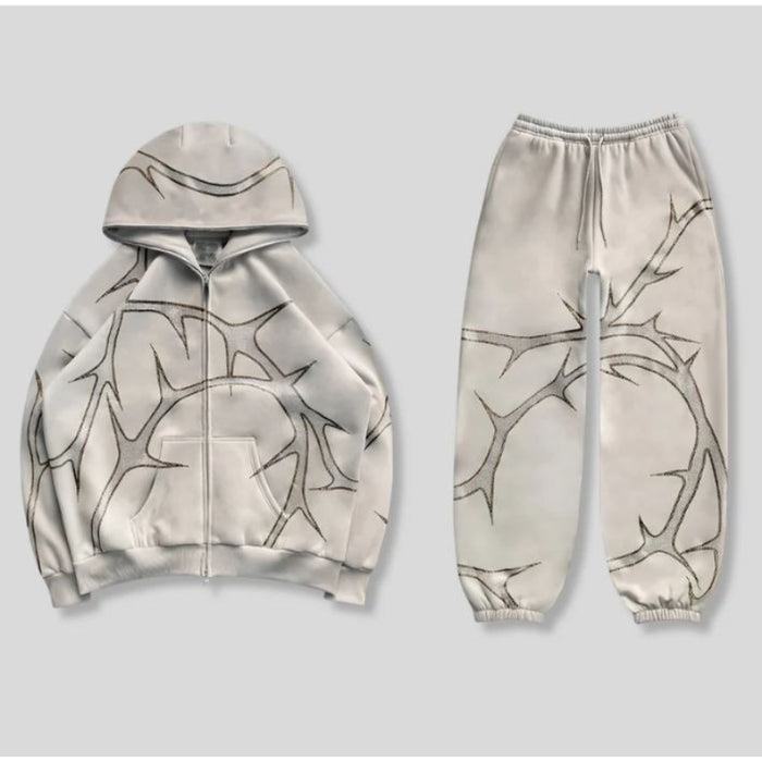 Rhinestone Unisex Hoodie And Jogger Pant Set