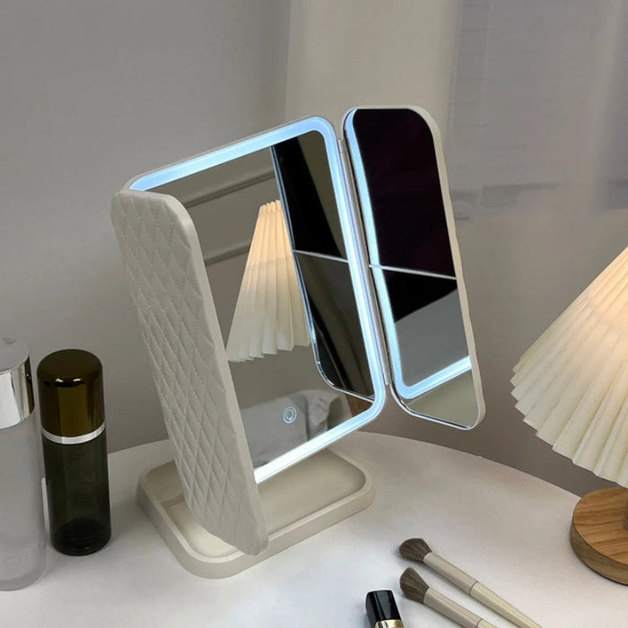 Trifold LED Illuminated Makeup Mirror With Touch Sensor