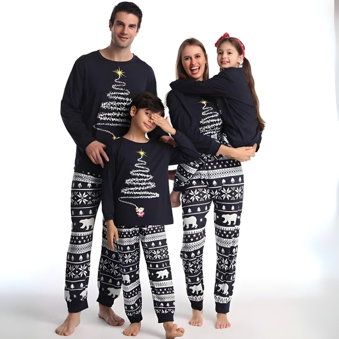 Bright Tree Lights Printed Family Pajama Set