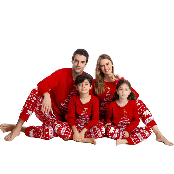 Bright Tree Lights Printed Family Pajama Set