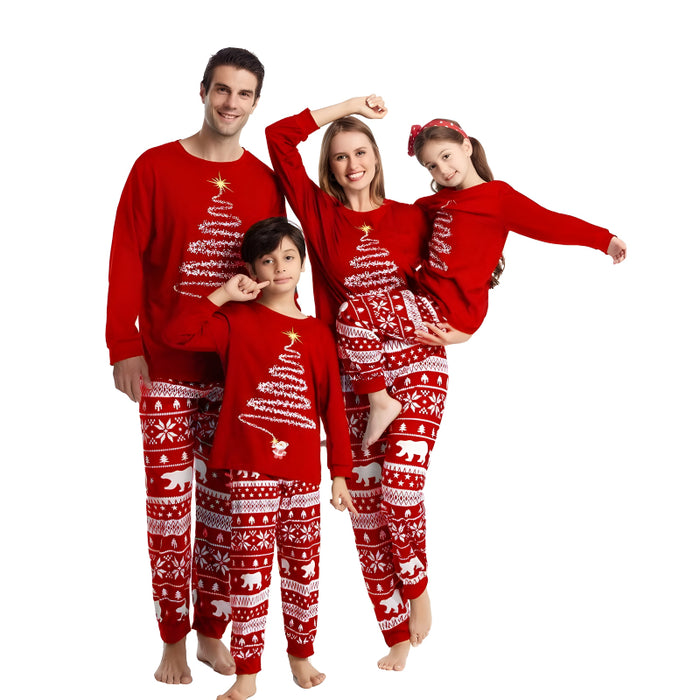 Bright Tree Lights Printed Family Pajama Set