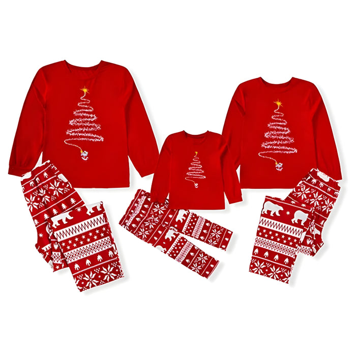 Bright Tree Lights Printed Family Pajama Set