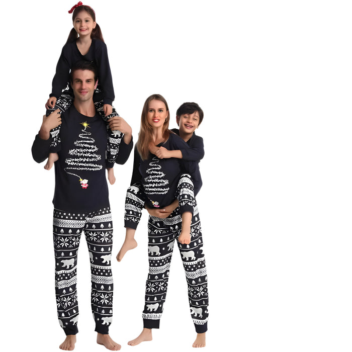 Bright Tree Lights Printed Family Pajama Set