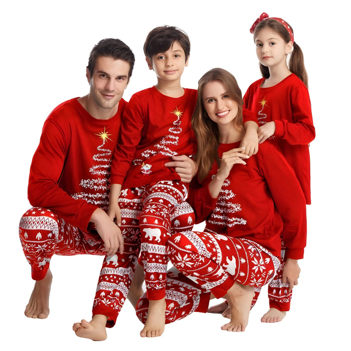 Bright Tree Lights Printed Family Pajama Set