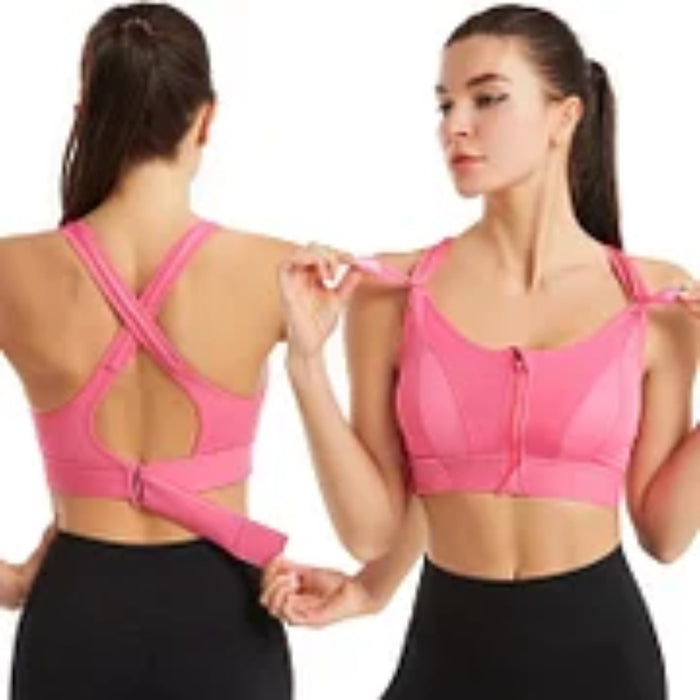 Wireless Support Zipper Sports Bra